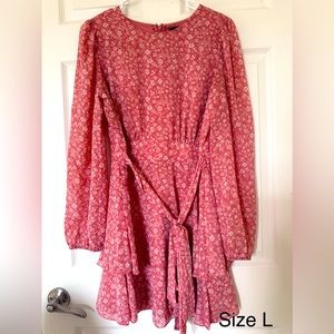 chiffon wrap mini dress floral print